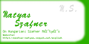 matyas szafner business card